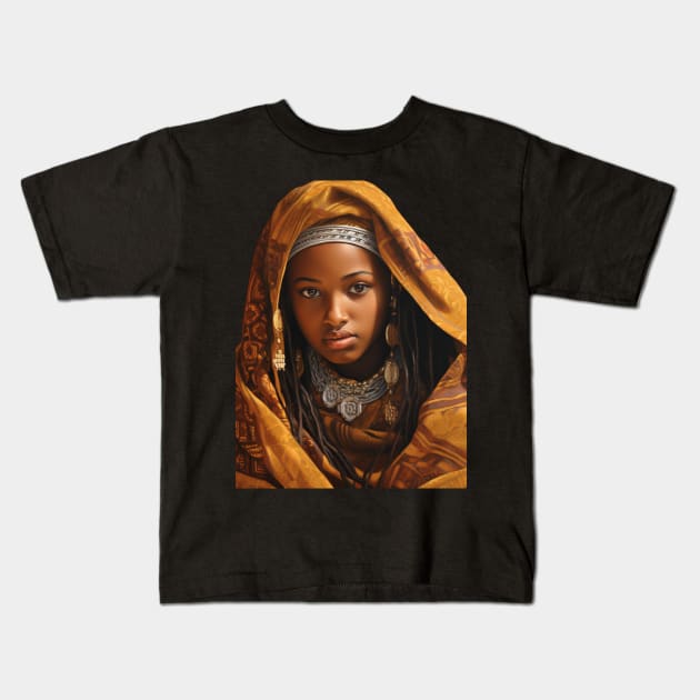 TRIBAL SOMALI GIRL Kids T-Shirt by SHAKIR GAUTAMA 